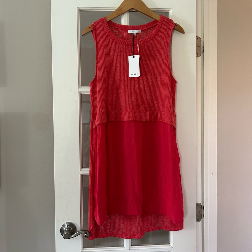 NWT Anthropologie RO&DE Red Orange Coralee Tunic Tank Top Size M
